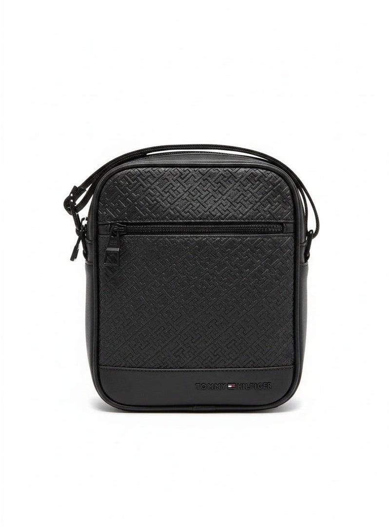 Tommy Hilfiger Denim Tommy Hilfiger Men’s Monogram Embossed Reporter Bag – Black - Image 1